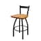 Holland Bar Stool Co 30" Low Back Swivel Bar Stool, Black Wrinkle, Med Oak Seat 82130BWMedOak - alternate 1